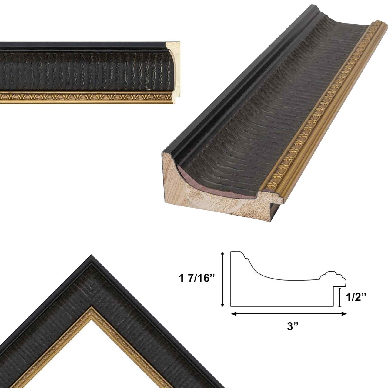 Wide Venetian Black With Gold Luxury Picture Frame 20x28 frame